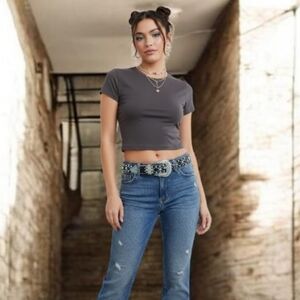 West Star Texas Rhinestone Western Belt XL Black Genuine Leather Turquoise Bling